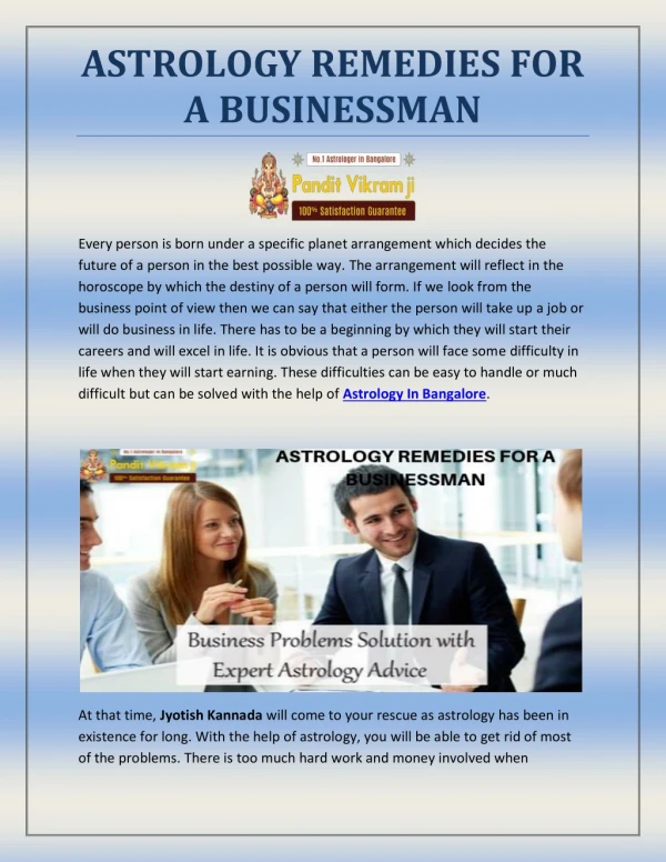 ASTROLOGY REMEDIES FOR A BUSINESSMAN