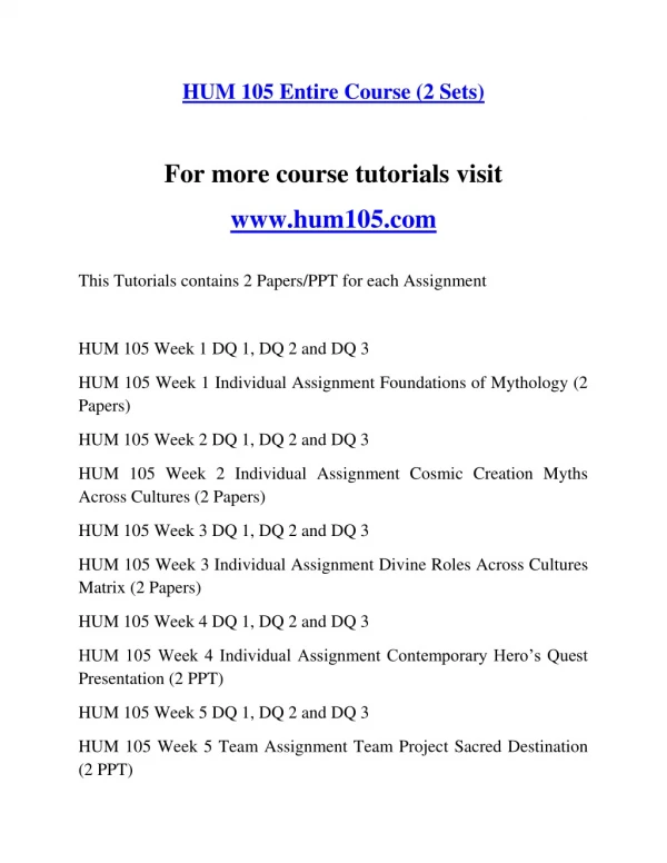 HUM 105 Education Planning--hum105.com