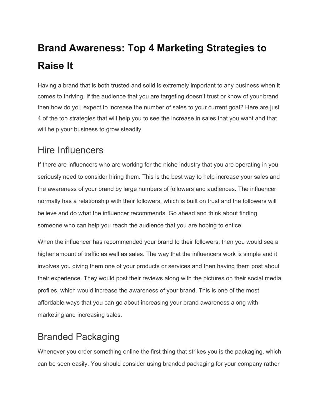 brand awareness top 4 marketing strategies to