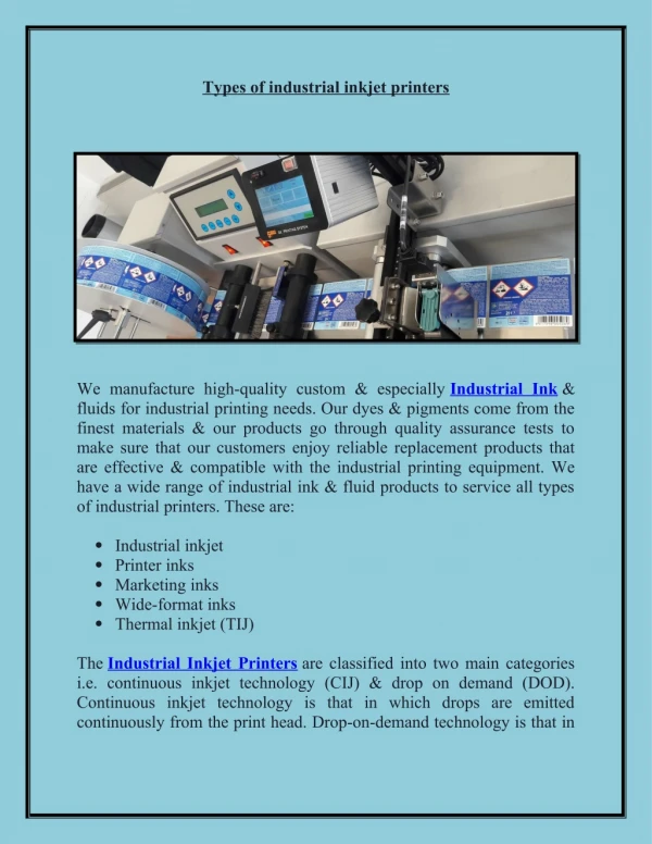 industrial inkjet printers | Reliable and Cost Effective‎