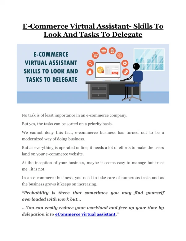 E-Commerce Virtual Assistant- Skills To Look And Tasks To Delegate