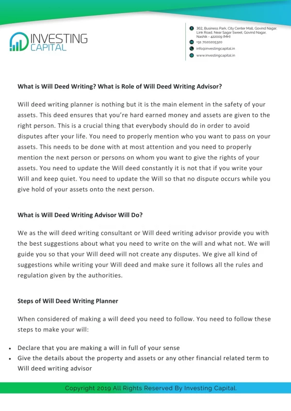 What is Will Deed Writing? What is Role of Will Deed Writing Advisor?