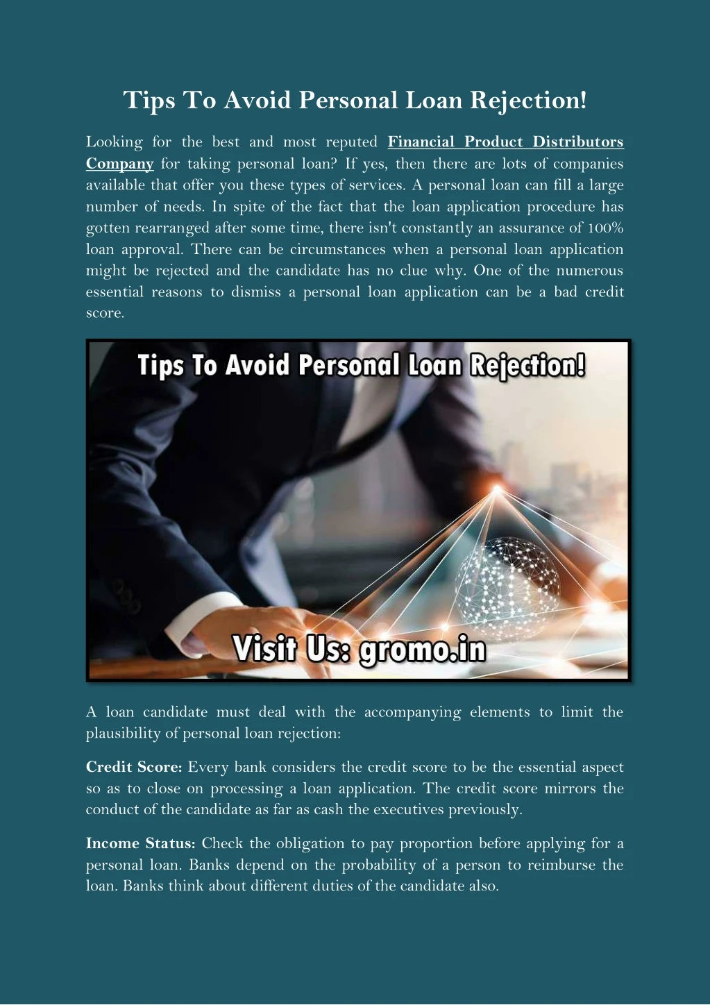 tips to avoid personal loan rejection