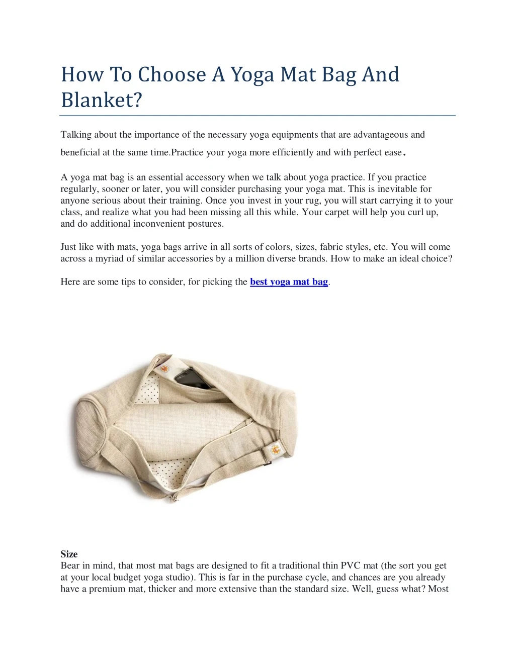how to choose a yoga mat bag and blanket