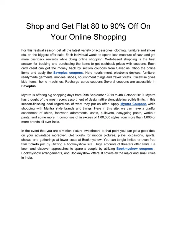 shop and get flat 80 to 90 off on your online