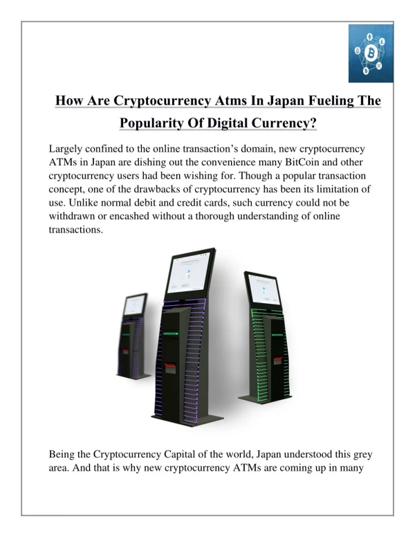 How Are Cryptocurrency Atms In Japan Fueling The Popularity Of Digital Currency?