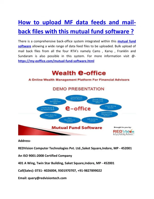 How to upload MF data feeds and mail-back files with this mutual fund software ?