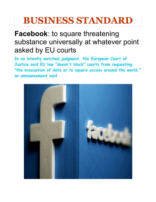 Facebook: to square hostile substance internationally whenever asked by EU courts