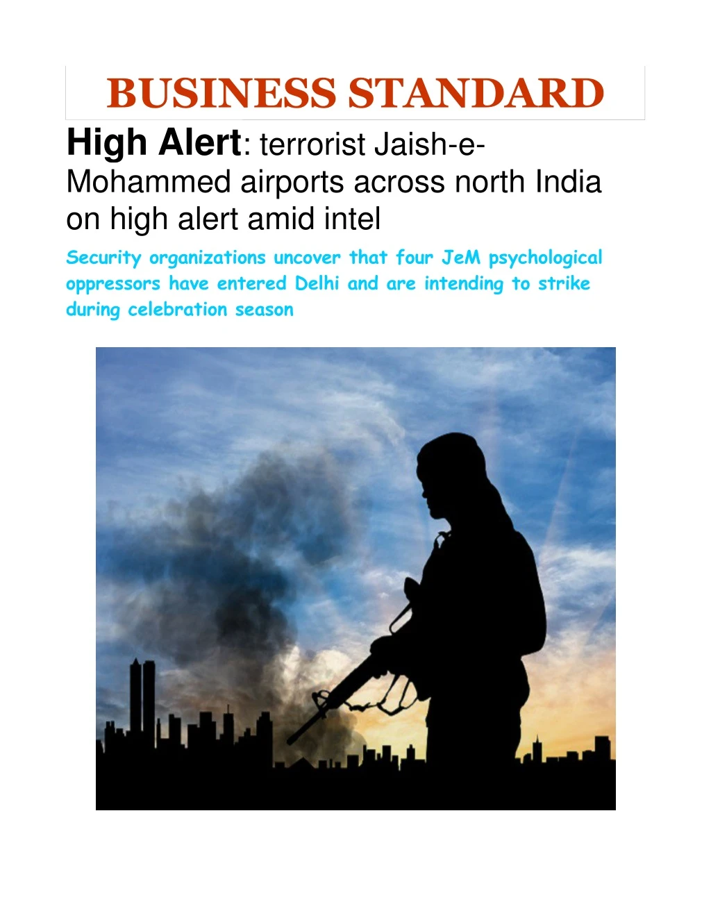 business standard high alert terrorist jaish