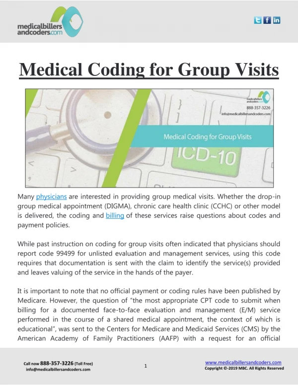 Medical Coding for Group Visits