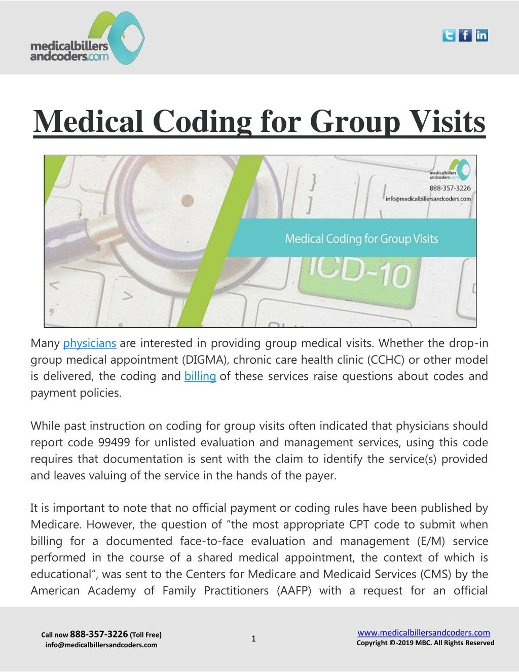 medical coding for group visits