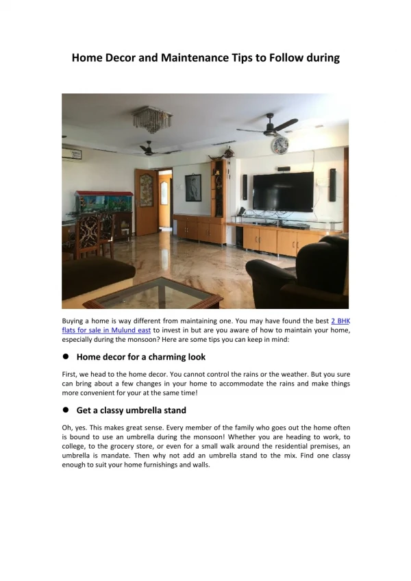 home decor and maintenance tips to follow during
