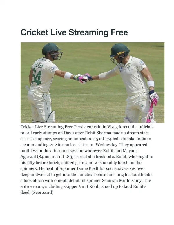 Cricket Live Streaming Free