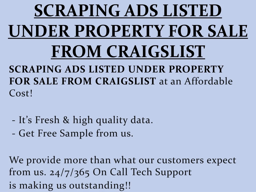 scraping ads listed under property for sale from craigslist