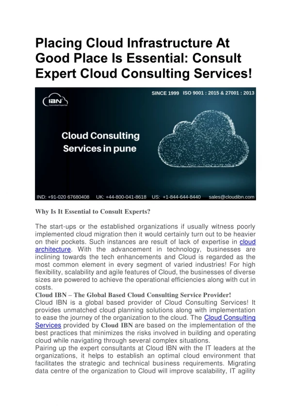 Cloud Consulting Companies in pune