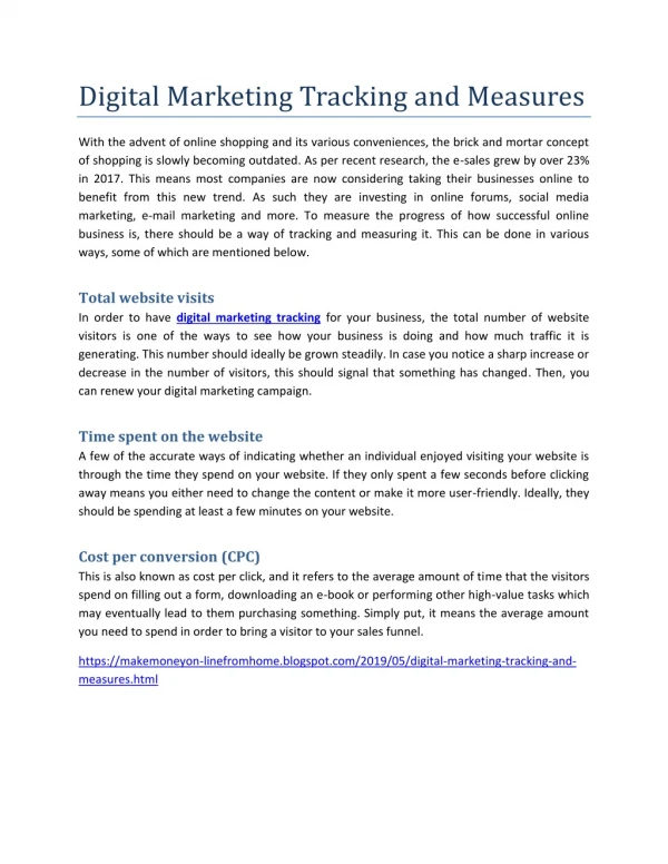 Digital Marketing Tracking and Measures