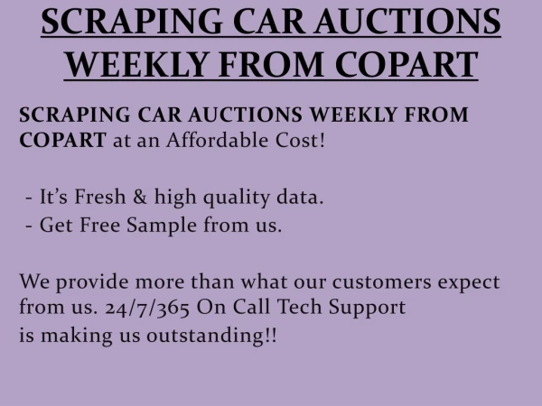SCRAPING CAR AUCTIONS WEEKLY FROM COPART