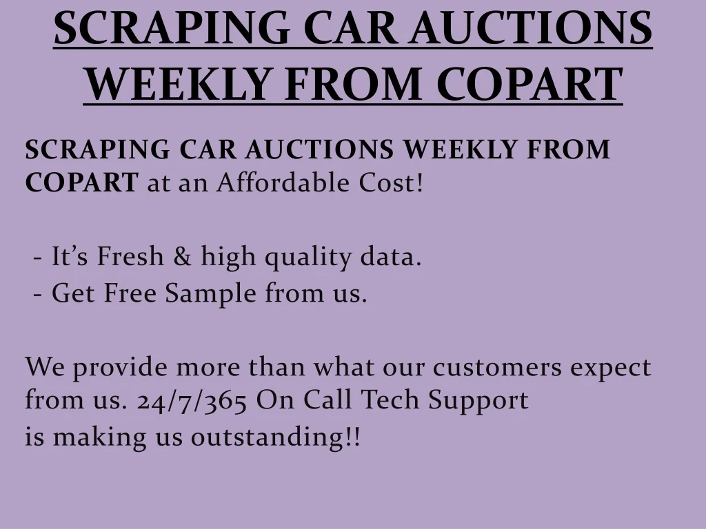 scraping car auctions weekly from copart