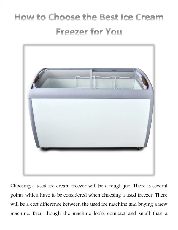 How to Choose the Best Ice Cream Freezer for You