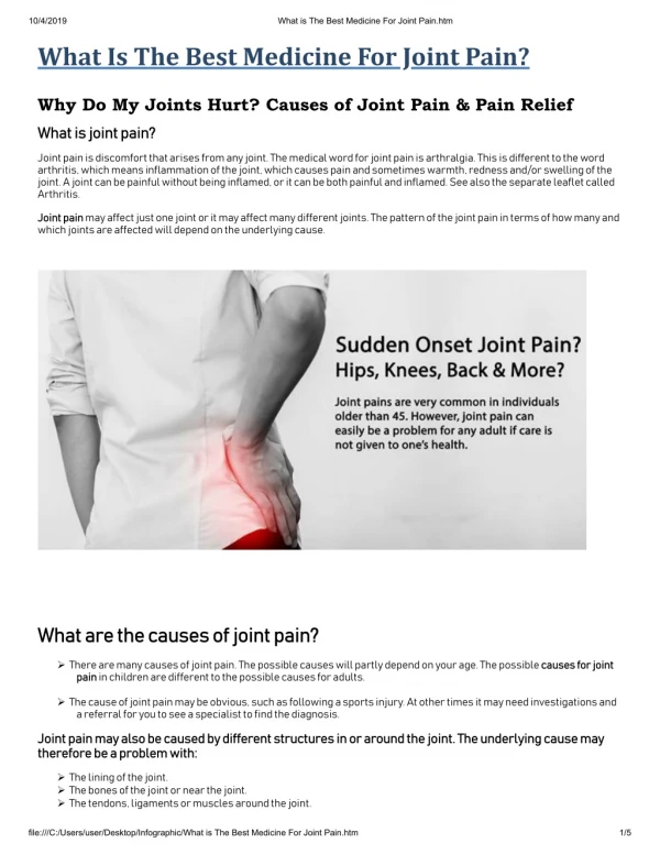 What is the Best Medicine for Joint Pain?