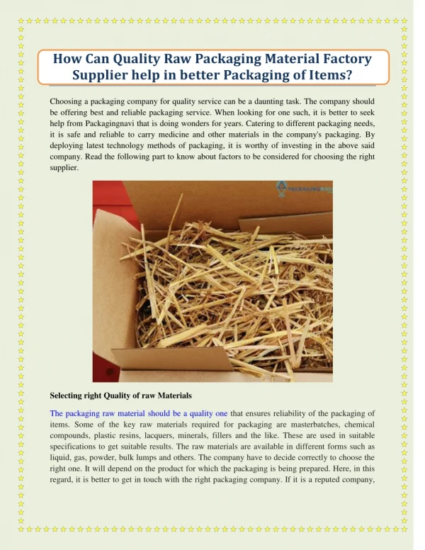 How Can Quality Raw Packaging Material Factory Supplier help in better Packaging of Items?