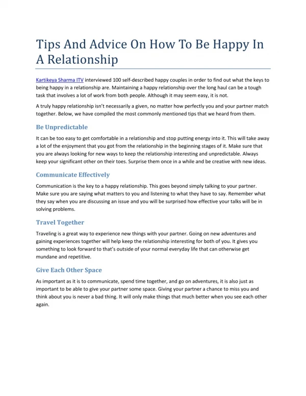 Tips And Advice On How To Be Happy In A Relationship