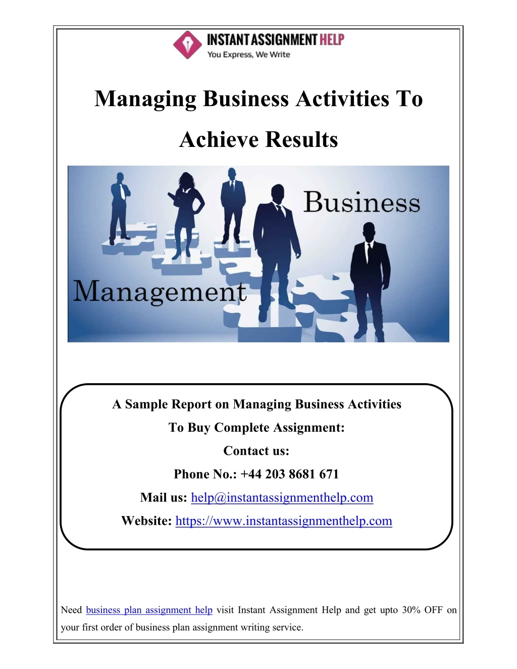 managing business activities to