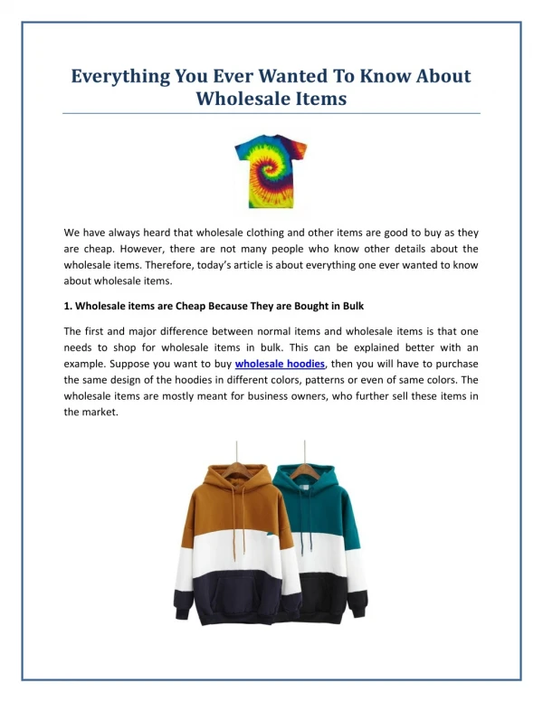 Everything You Ever Wanted To Know About Wholesale Items