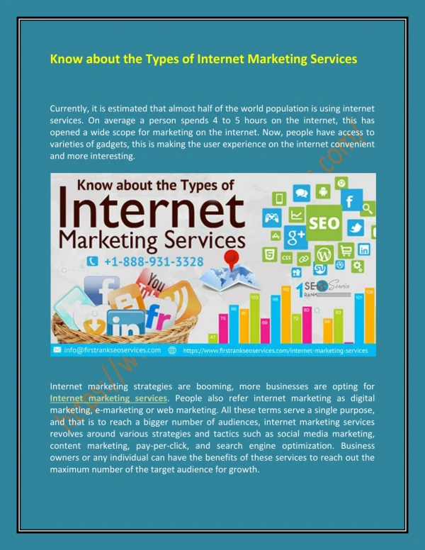 Know about the Types of Internet Marketing Services