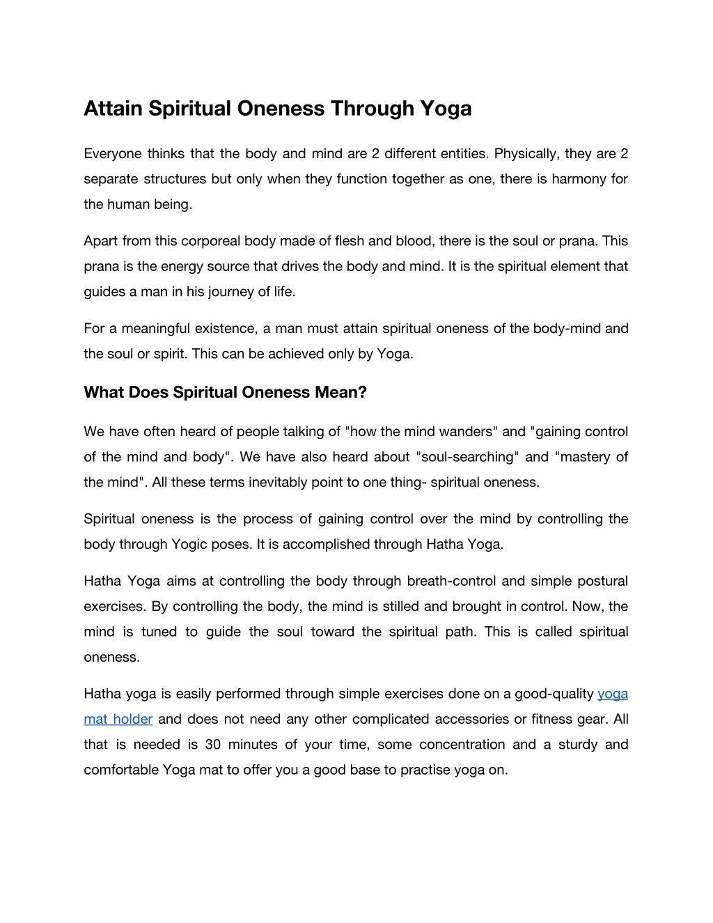 attain spiritual oneness through yoga