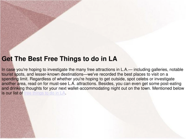 Free Things to do in LA