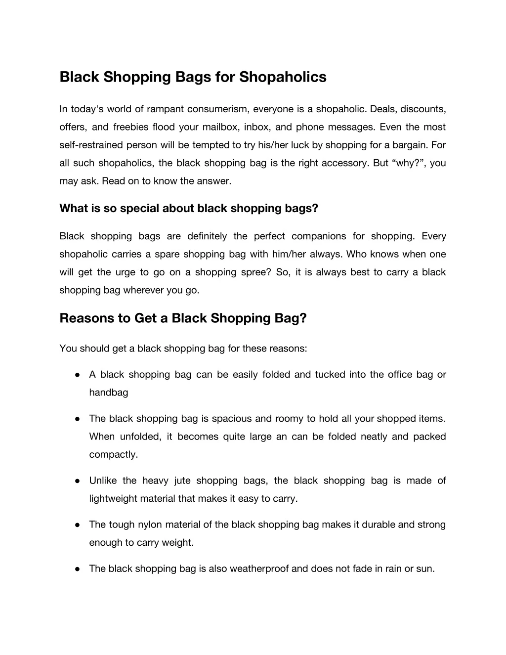 black shopping bags for shopaholics