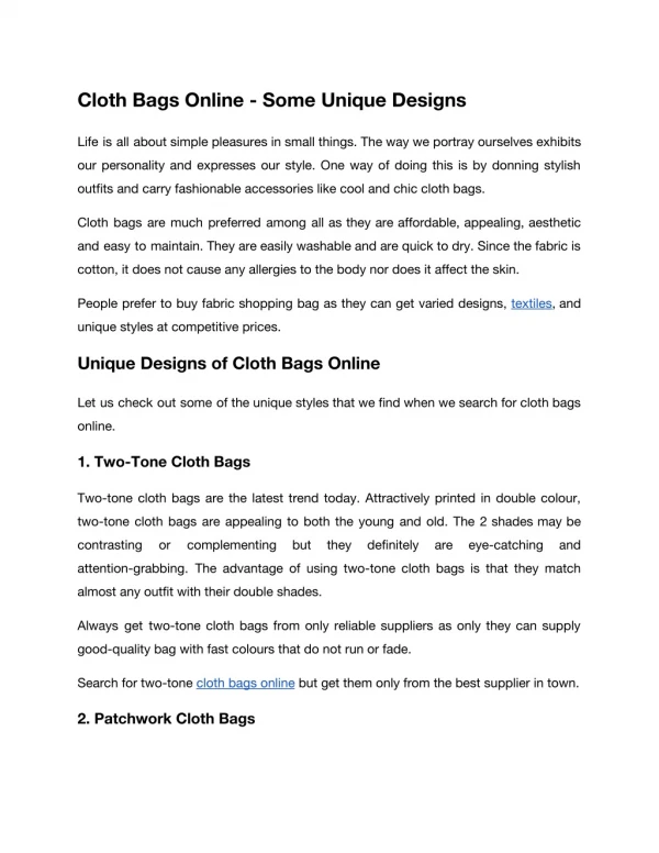Cloth bags Online - Printstop