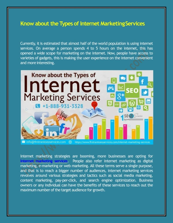Know about the Types of Internet Marketing Services