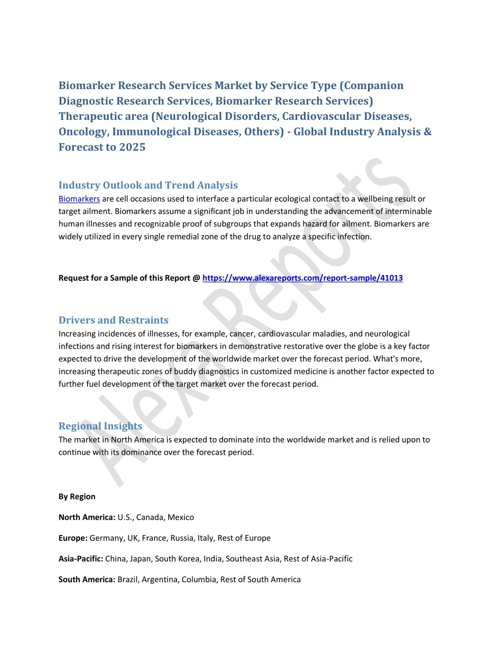 biomarker research services market by service