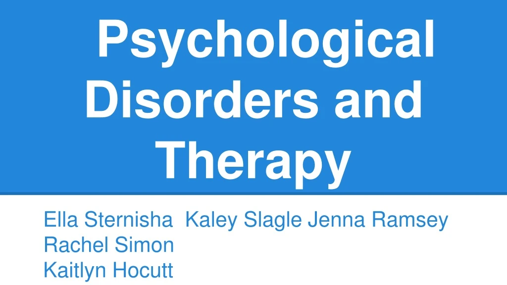 psychological disorders and therapy