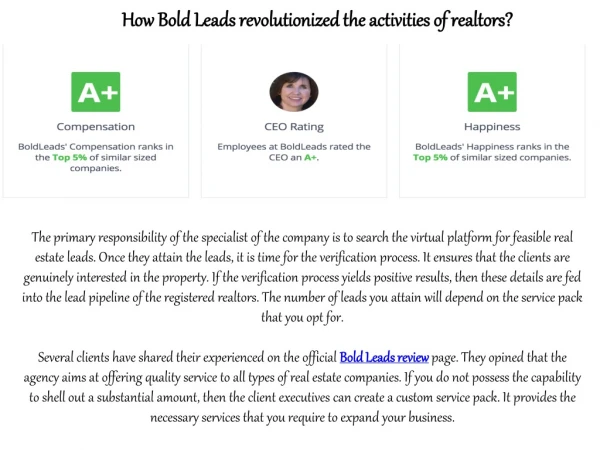 How Bold Leads revolutionized the activities of realtors?