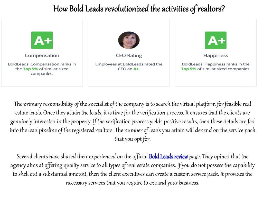 how bold leads revolutionized the activities