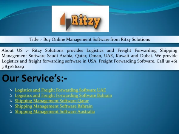 Buy Online Management Software from Ritzy Solutions