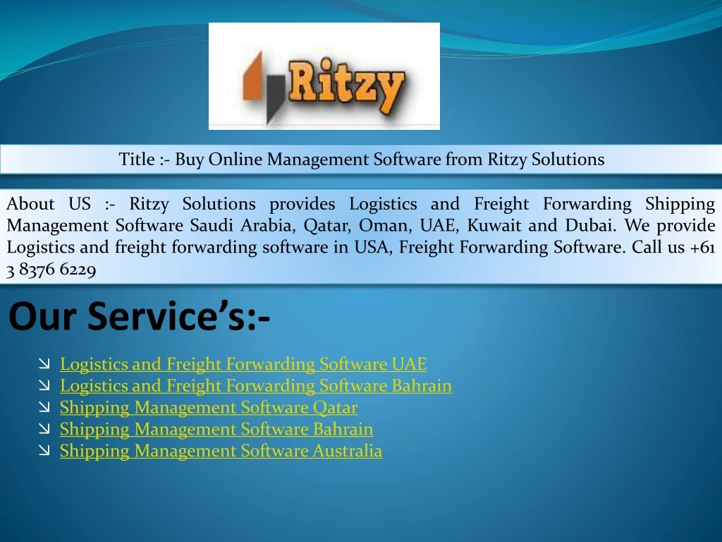 title buy online management software from ritzy