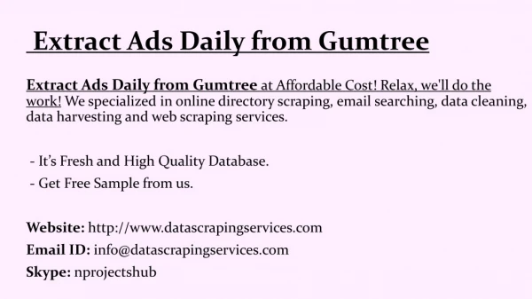 Extract Ads Daily from Gumtree