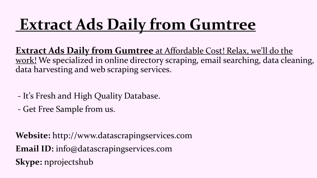 extract ads daily from gumtree