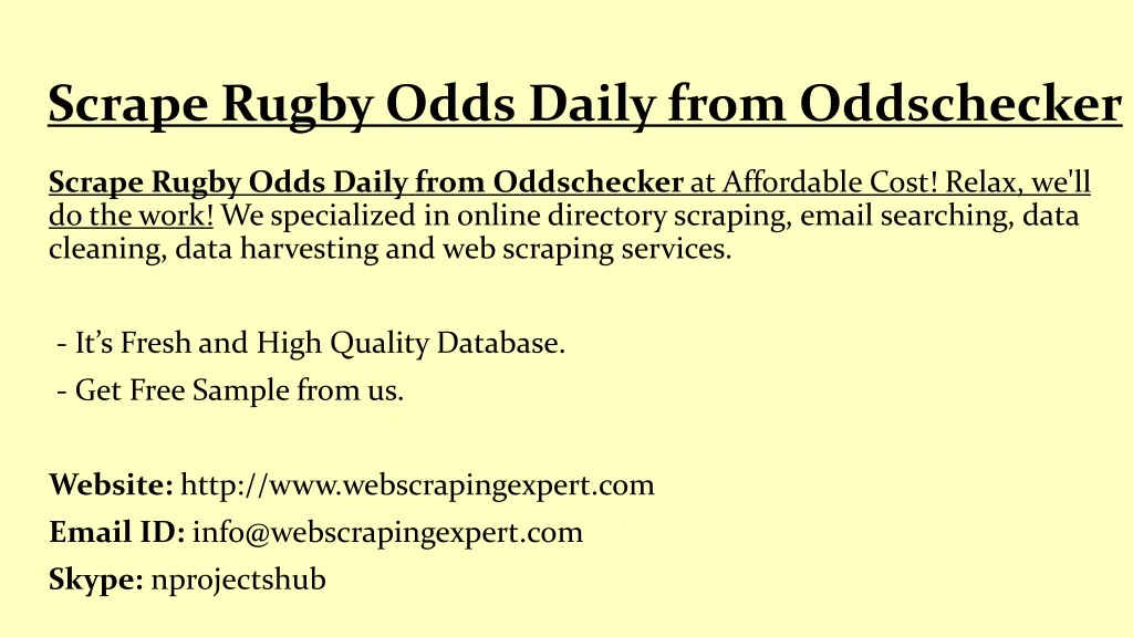 scrape rugby odds daily from oddschecker