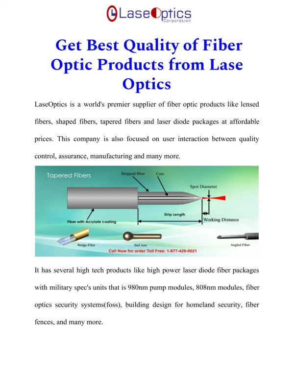 Get Best Quality of Fiber Optic Products from Lase Optics