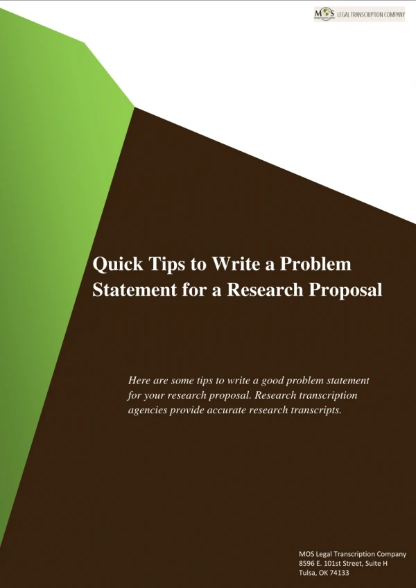 Quick Tips to Write a Problem Statement for a Research Proposal