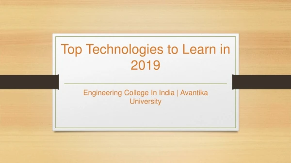 Top Technologies to Learn in 2019 - Avantika University