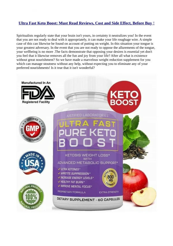 Ultra Fast Keto Boost Information & Where To Buy ?