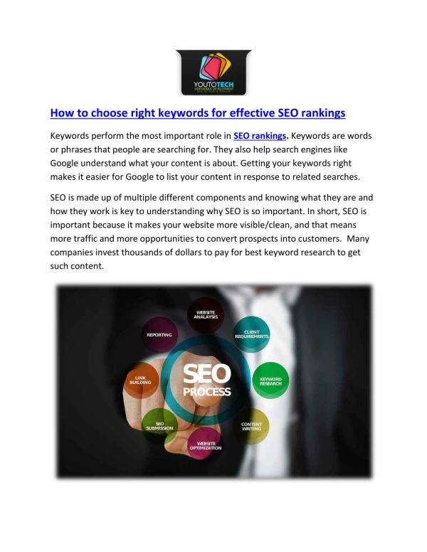 How to choose right keywords for effective SEO rankings in Youtotech