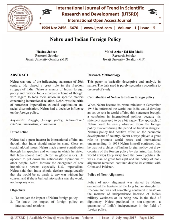 Nehru and Indian Foreign Policy