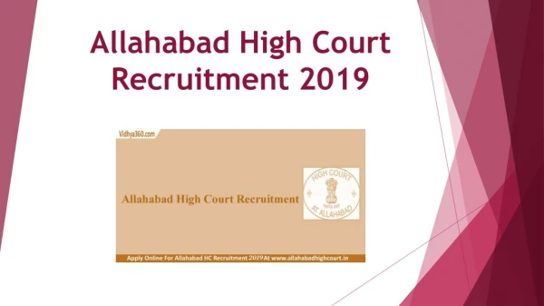 Allahabad High Court Recruitment 2019 | Apply For Allahabad HC Jobs